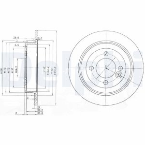 Set discuri frână DELPHI (2 buc.) spate, pentru: MINI (R50, R53), (R52), (R56), (R57), (R58), (R59), CLUBMAN (R55), CLUBVAN (R55) 1.4-2.0D 06.01-06.15 3