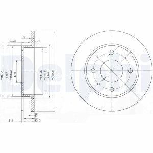 Set discuri frână DELPHI (2 buc.) ,față,  pentru: MITSUBISHI COLT CZC VI, COLT VI; SMART FORFOUR 1.1-1.5D 01.04-06.12 3