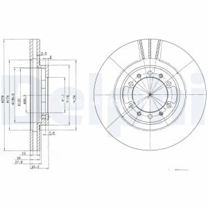 Set discuri frână DELPHI (2 buc.) ,față,  pentru: MITSUBISHI L200, PAJERO CLASSIC, PAJERO I, PAJERO II, PAJERO SPORT, PAJERO SPORT I 2.4-3.5 04.87-