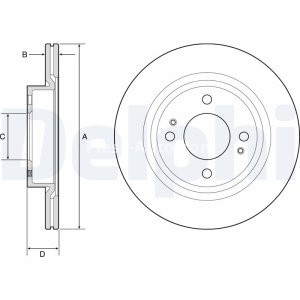 Set discuri frână DELPHI (2 buc.) ,față,  pentru: MITSUBISHI MIRAGE / SPACE STAR VI, MIRAGE VI 1.0/1.2/1.2LPG 05.12-