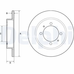 Set discuri frână DELPHI (2 buc.) spate, pentru: VOLVO S40 I, V40; MITSUBISHI CARISMA, LANCER V, SPACE STAR 1.3-2.0 01.94-06.06