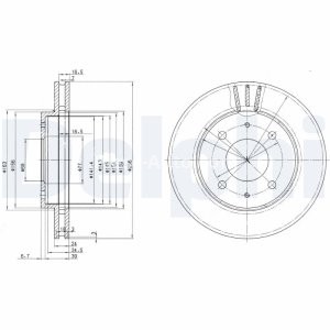 Set discuri frână DELPHI, față, pentru: VOLVO S40 I, V40; MITSUBISHI CARISMA, GALANT V, GALANT VI, GALANT VII, LANCER V, SANTAMO, SAPPORO III, SPACE 1.3-2.4 07.85-06.06