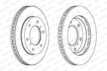 Set discuri frână FERODO (2 buc.) față, se potrivește: MITSUBISHI PAJERO CLASSIC, PAJERO II, PAJERO III, PAJERO IV, PAJERO SPORT I 2.5D-3.8 11.98- 3