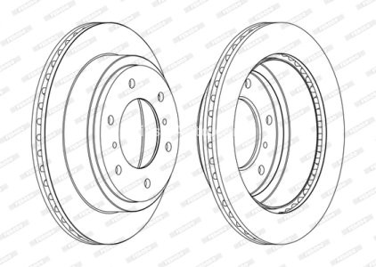 Set discuri frână FERODO (2 buc.) spate, se potrivește: MITSUBISHI PAJERO CLASSIC, PAJERO II, PAJERO III, PAJERO IV, PAJERO SPORT I 2.5D-3.8 04.00- 1