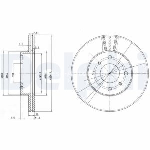 Set discuri frână DELPHI (2 buc.) ,față,  pentru: NISSAN 200SX, ALMERA II, CEDRIC, PRAIRIE PRO, PRIMERA, SENTRA V, SKYLINE 1.5-3.0 10.83-11.06 3