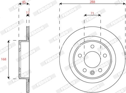 Set discuri frână FERODO (2 buc.) spate, se potrivește: OPEL INSIGNIA B, INSIGNIA B COUNTRY, INSIGNIA B GRAND SPORT 1.5-2.0D 03.17- 1