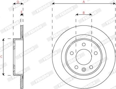 Set discuri frână FERODO (2 buc.) spate, se potrivește: OPEL INSIGNIA B, INSIGNIA B COUNTRY, INSIGNIA B GRAND SPORT 1.5-2.0D 03.17- 2