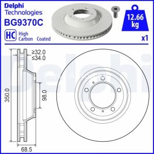 Disc frână DELPHI ,față, stânga pentru: PORSCHE CAYENNE, PANAMERA, PANAMERA SPORT TURISMO 2.9-4.0D 05.16-