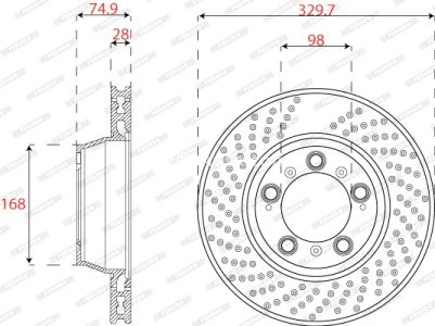 Disc frână FERODO, spate, dreapta, se potrivește: PORSCHE 911, 911 TARGA 3.0-3.8 03.99-12.19