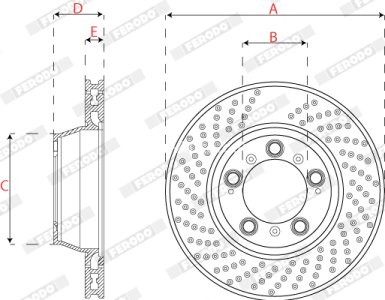 Disc frână FERODO, spate, dreapta, se potrivește: PORSCHE 911, 911 TARGA 3.0-3.8 03.99-12.19
