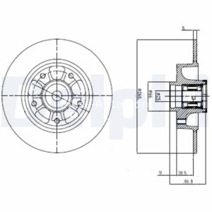 Disc frână DELPHI, cu rulment, spate, pentru: RENAULT CLIO IV, FLUENCE, GRAND SCENIC III, MEGANE, MEGANE III 1.2-Electric 11.08- 3