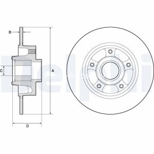 Disc frână DELPHI, cu rulment, spate, pentru: RENAULT CLIO IV, GRAND SCENIC III, LATITUDE, MEGANE, MEGANE III, SCENIC III 1.2-2.0D 11.08- 3