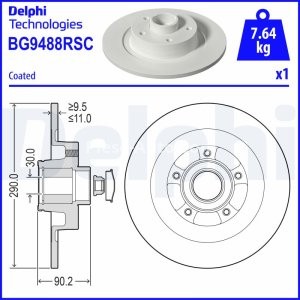 Disc frână DELPHI, cu rulment, spate, pentru: RENAULT GRAND SCENIC IV, MEGANE IV, SCENIC IV, TALISMAN 1.2-2.0D 06.15- 3