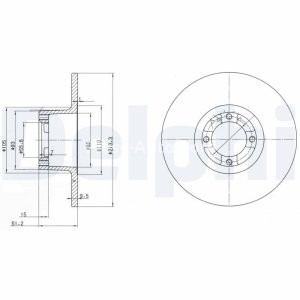 Set discuri frână DELPHI (2 buc.) ,față,  pentru: AUSTIN MINI II; ROVER MINI, MINI-MOKE 1.0/1.3 08.82-11.00