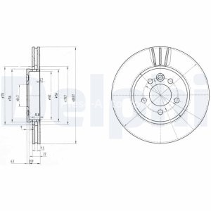 Set discuri frână DELPHI, față, pentru: MG MG 6, MG ZT, MG ZT- T; ROVER 75, 75 I 1.8-4.6 02.99-