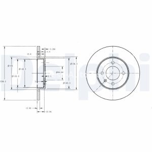 Set discuri frână DELPHI (2 buc.) ,față,  pentru: SEAT IBIZA II, INCA, TOLEDO I, TOLEDO II; VW CADDY II, CADDY II/MINIVAN, GOLF III, GOLF IV 1.0-2.0 02.88-12.12 3
