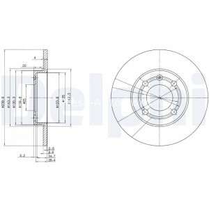 Set discuri frână DELPHI (2 buc.) ,față,  pentru: SEAT AROSA; VW POLO, POLO III, POLO/HATCHBACK 1.0-1.9D 10.94-06.04 3