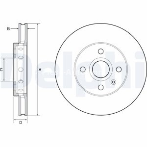 Set discuri frână DELPHI (2 buc.) ,față,  pentru: SEAT MII; SKODA CITIGO, E-CITIGO; VW LOAD UP, UP! 1.0/1.0CNG/Electric 08.11- 3