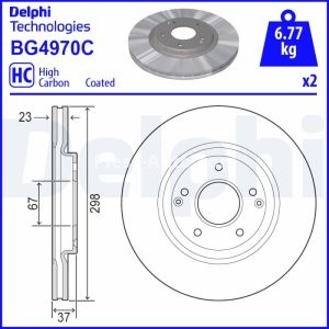 Set discuri frână DELPHI (2 buc.) ,față,  pentru: SSANGYONG TIVOLI, TIVOLI GRAND, XLV 1.2-1.6LPG 03.15-