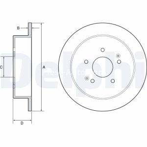 Set discuri frână DELPHI (2 buc.) spate, pentru: SSANGYONG ACTYON II, KORANDO, TIVOLI, XLV 1.6-2.2D 11.10-