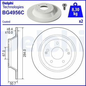 Set discuri frână DELPHI (2 buc.) spate, pentru: SSANGYONG TIVOLI, TIVOLI GRAND, XLV 1.2-1.6LPG 04.15- 3
