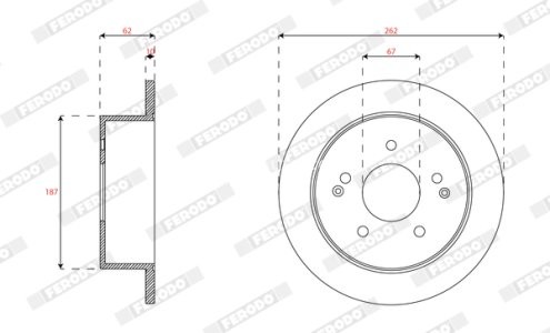 Set discuri frână FERODO (2 buc.) spate, se potrivește: SSANGYONG ACTYON II, KORANDO 2.0-2.2D 11.10-