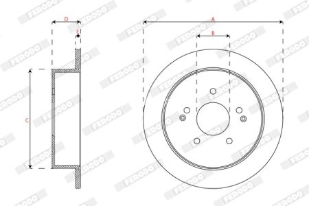 Set discuri frână FERODO (2 buc.) spate, se potrivește: SSANGYONG ACTYON II, KORANDO 2.0/2.0D/2.2D 11.10-
