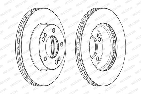 Set discuri frână FERODO (2 buc.) față, se potrivește: SSANGYONG RODIUS I, RODIUS II, STAVIC 2.0D/2.7D/3.2 05.05-