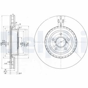 Set discuri frână DELPHI (2 buc.) ,față,  pentru: SUBARU BRZ, FORESTER, IMPREZA, LEGACY IV, OUTBACK 2.0/2.0D/2.5 06.98-