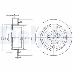 Set discuri frână DELPHI (2 buc.) spate, pentru: SUBARU BRZ, FORESTER, IMPREZA, LEGACY V, OUTBACK; TOYOTA GT 86 1.5-2.5 06.05-