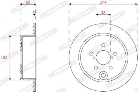 Set discuri frână FERODO (2 buc.) spate, se potrivește: SUBARU FORESTER, IMPREZA, XV 1.6-2.5 03.12-