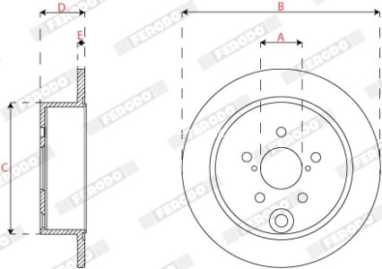 Set discuri frână FERODO (2 buc.) spate, se potrivește: SUBARU FORESTER, IMPREZA, XV 1.6-2.5 03.12-
