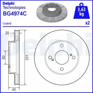 Set discuri frână DELPHI (2 buc.) ,față,  pentru: SUZUKI IGNIS III 1.2/1.2H 10.16-