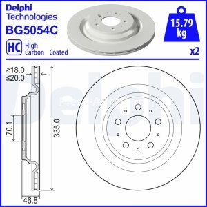 Set discuri frână DELPHI (2 buc.) spate, pentru: TESLA MODEL 3 Electric 01.17-