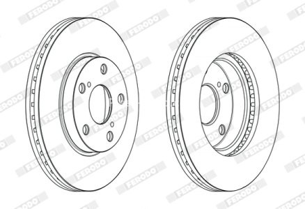 Set discuri frână FERODO (2 buc.) față, se potrivește: TOYOTA AURIS, COROLLA 1.2-2.0D 10.12-08.19 2