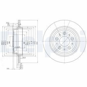 Set discuri frână DELPHI (2 buc.) spate, pentru: VOLVO S60 I, S70, S80 I, S80 II, V70 I, V70 II, XC70 I 2.0-3.0 12.95-04.10 3