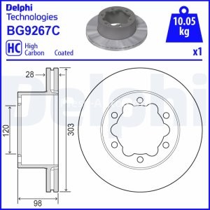 Disc frână DELPHI, spate, pentru: MAN TGE; VW CRAFTER, GRAND CALIFORNIA CAMPER 2.0D 09.16-