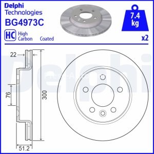 Set discuri frână DELPHI (2 buc.) spate, pentru: MAN TGE; VW AMAROK, CRAFTER, GRAND CALIFORNIA CAMPER 2.0-Electric 12.10-