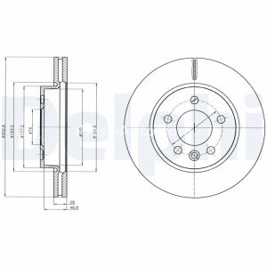 Set discuri frână DELPHI (2 buc.) ,față,  pentru: VW AMAROK 2.0/2.0D/3.0D 09.10-05.22 3
