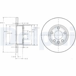 Set discuri frână DELPHI (2 buc.) ,față,  pentru: VW CALIFORNIA T4 CAMPER, TRANSPORTER T4 1.9D-2.5D 07.90-06.03