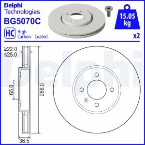 Set discuri frână DELPHI (2 buc.) ,față,  pentru: VW UP! 1.0 11.17-