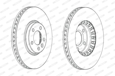 Disc frână FERODO, față, se potrivește: VW CALIFORNIA T5 CAMPER, CALIFORNIA T6 CAMPER, MULTIVAN T5, MULTIVAN T6, PASSAT B6, PASSAT B7, TRANSPORTER T5, TRANSPORTER T6 1.6D-2.5D 04.03-