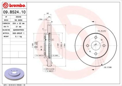 Disc frână BREMBO, față, pentru: DAIHATSU MATERIA, SIRION; SUBARU JUSTY IV 1.0-1.5LPG 01.05- 3
