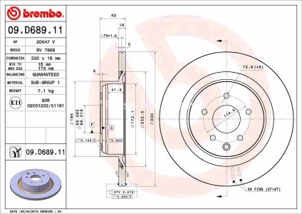 Disc frână BREMBO, spate,  pentru: INFINITI EX, G 2.5/3.5/3.7 10.08-