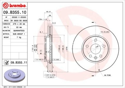 Disc frână BREMBO, față, pentru: CHEVROLET AVEO, BOLT, CRUZE, VOLT; OPEL ASTRA H, ASTRA J, ASTRA J GTC 1.2-Electric 08.05- 3