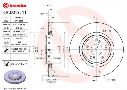 Disc frână BREMBO, față, pentru: HONDA CR-V IV 1.6D 10.13-