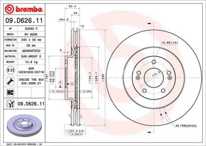 Disc frână BREMBO, față, pentru: HYUNDAI I30 2.0 07.17-