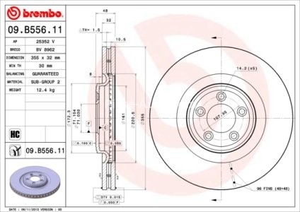 Disc frână BREMBO, față, pentru: VOLVO S60 II, S80 II, V60 I; JAGUAR F-TYPE, S-TYPE II, XF I, XF SPORTBRAKE, XJ, XK II 2.0-5.0 04.02- 3