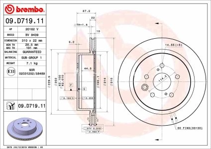 Disc frână BREMBO, spate,  pentru: LEXUS GS, RC 2.0/2.5H/3.5H 03.12-