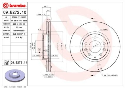 Disc frână BREMBO, față, pentru: MAZDA 6 1.8-2.5 08.07-07.13 3